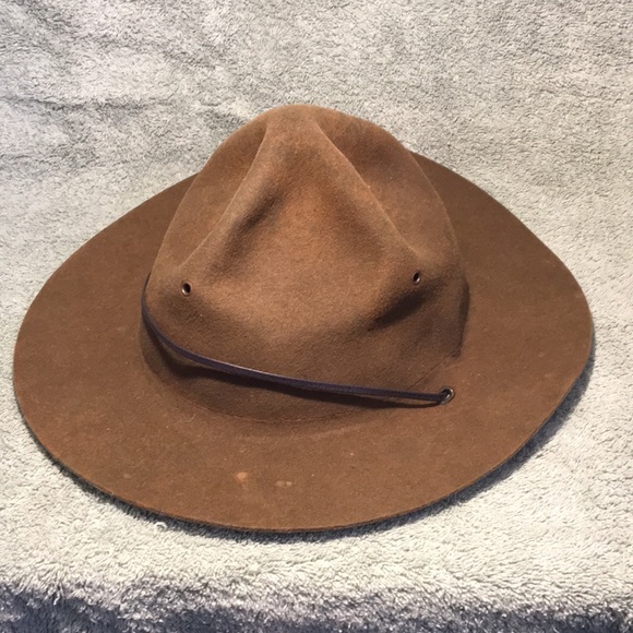 Broner Accessories Vintage Broner Brown Felt Campaign Hat Wide Brim